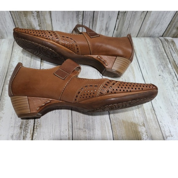 Pikolinos Women's Tan Leather Cutout MaryJane Buckle Shoes Size 37 is 6.5 in US - Picture 7 of 7